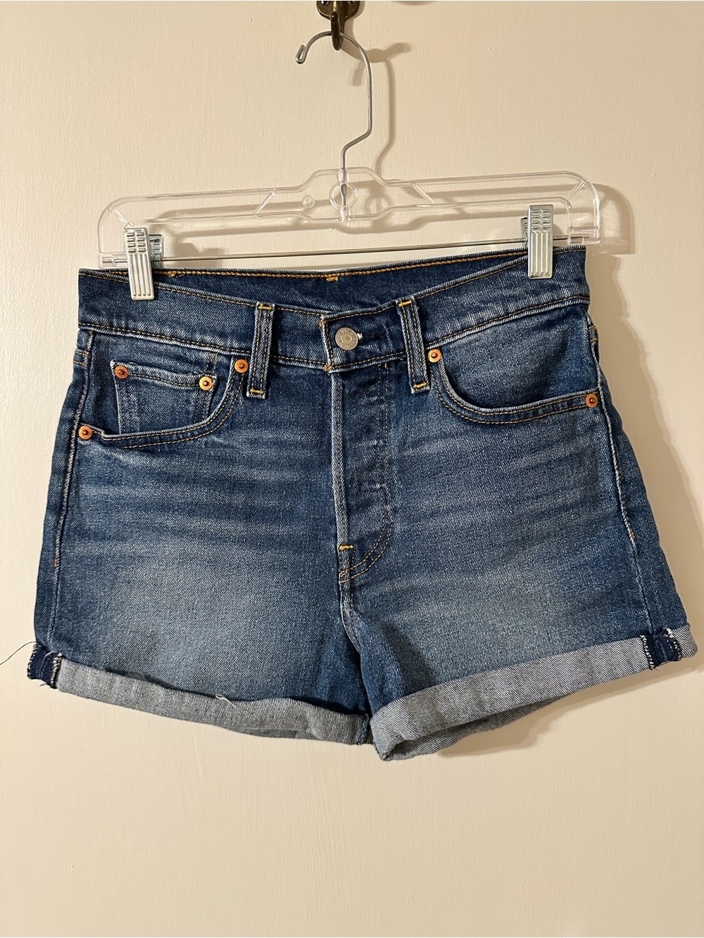 Levi’s Classic High-Rise Dark Blue Denim Shorts